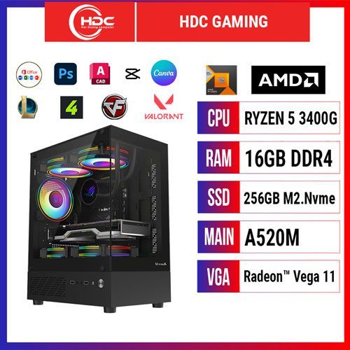 PC HDC GAMING CPU Zyzen 5 3400G – RAM 16GB DDR4 – SSD 256GB – MAIN A520 - Graphic vega 11